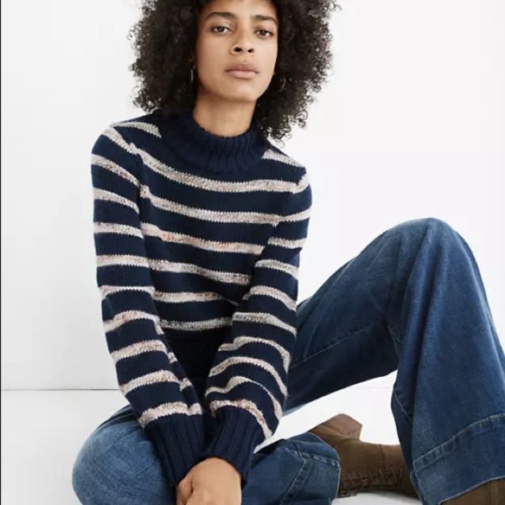 Madewell Striped Metcalf Mockneck Sweater